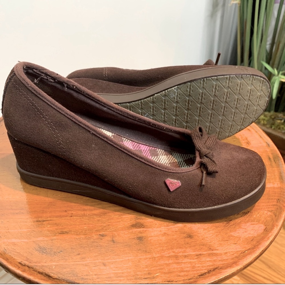 ROXY || Marilyn Suede Leather Slip On Wedges 7.5